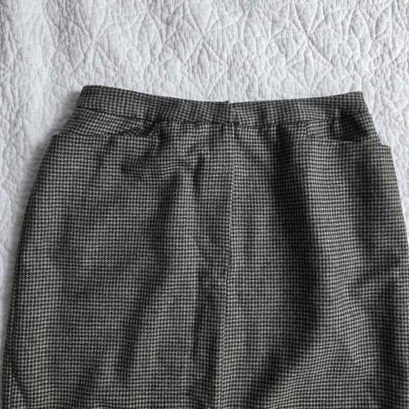 90s Ralph Lauren Vintage Micro Houndstooth Wool Maxi Pencil Academia Skirt - Picture 2 of 14
